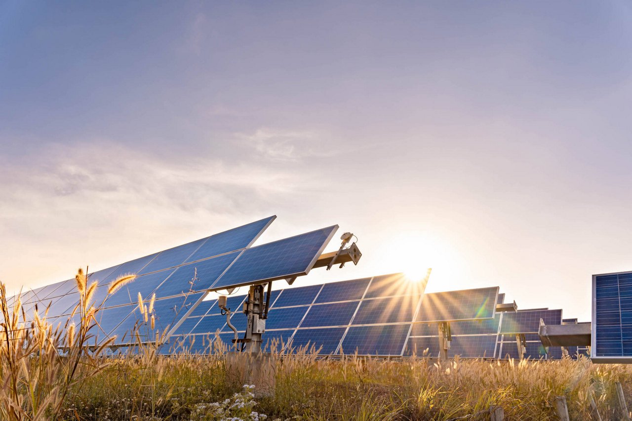 Solar plant(solar cell) with the summer season, hot climate causes increased power production, Alternative energy to conserve the world's energy, Photovoltaic module idea for clean energy production.; Shutterstock ID 1903688506; purchase_order: TES 2224-001; job:  Motiv Recherche Contracting ; client: Techem / faust und auge; other: 