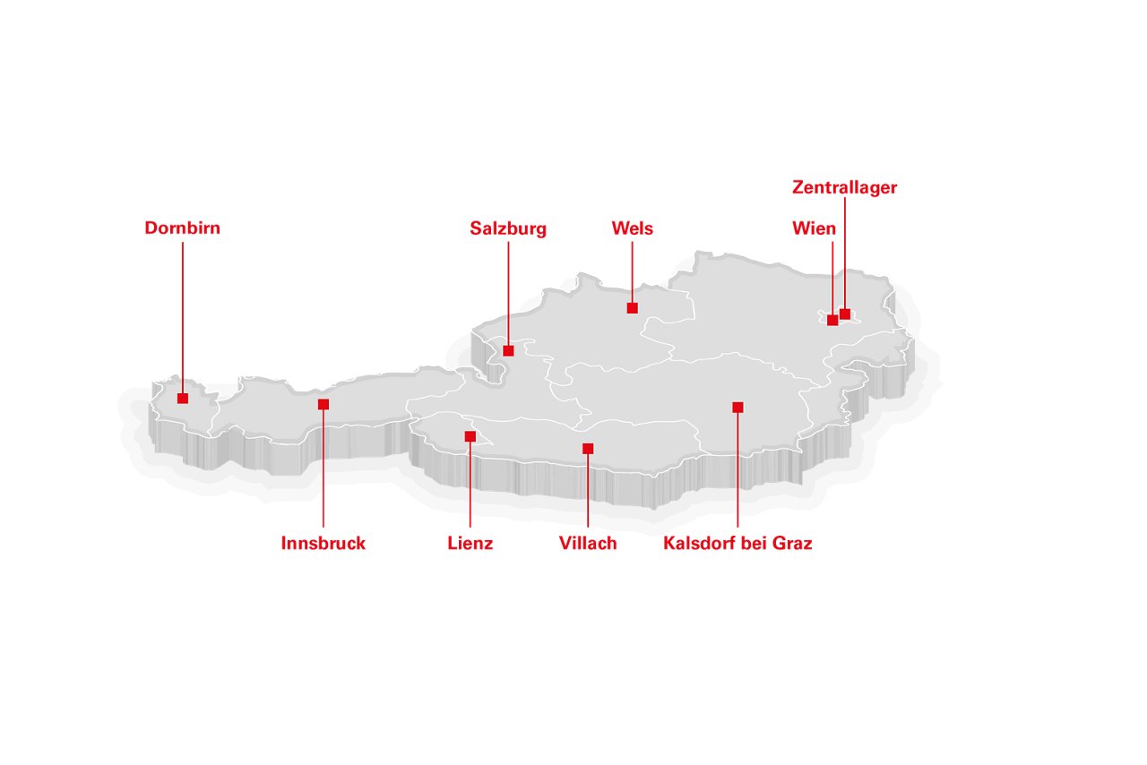 Standorte der Techem Messtechnik Österreich